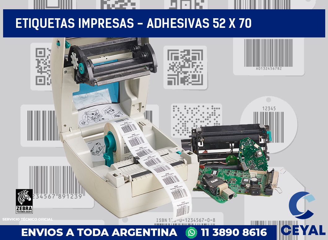 etiquetas impresas - Adhesivas 52 x 70