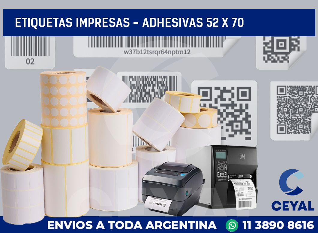 etiquetas impresas - Adhesivas 52 x 70