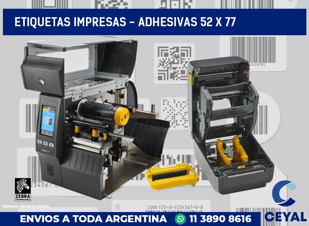 etiquetas impresas - Adhesivas 52 x 77