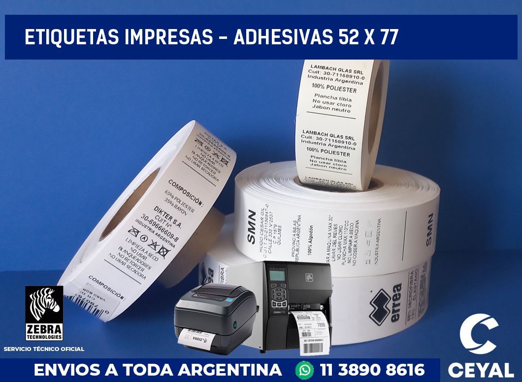 etiquetas impresas – Adhesivas 52 x 77
