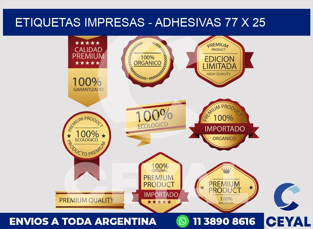 etiquetas impresas - Adhesivas 77 x 25