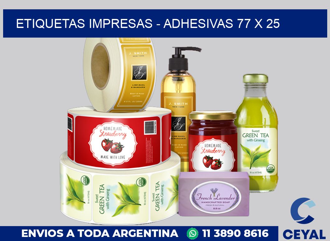 etiquetas impresas - Adhesivas 77 x 25