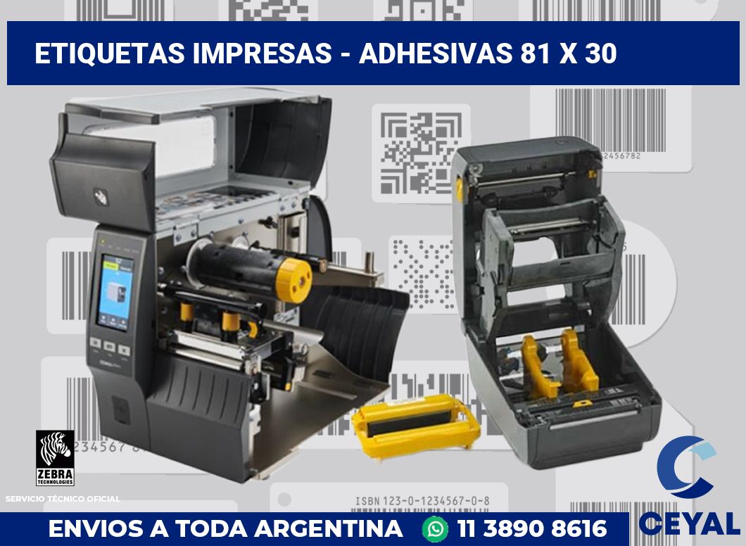 etiquetas impresas - Adhesivas 81 x 30