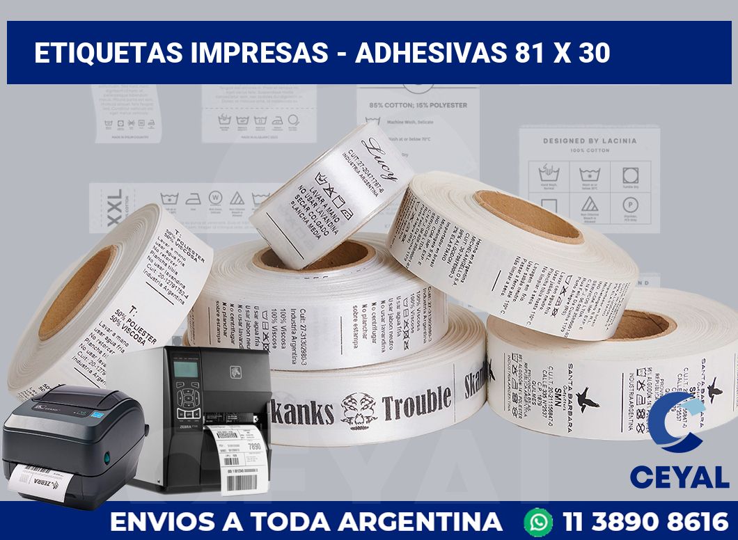 etiquetas impresas - Adhesivas 81 x 30
