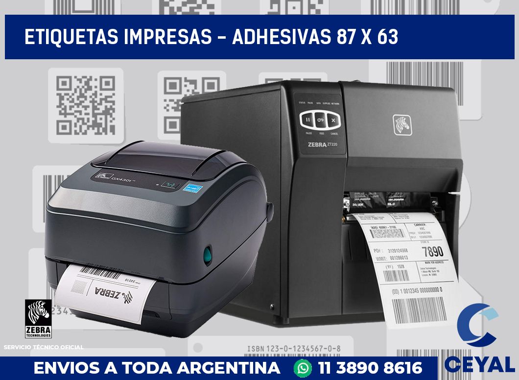 etiquetas impresas - Adhesivas 87 x 63