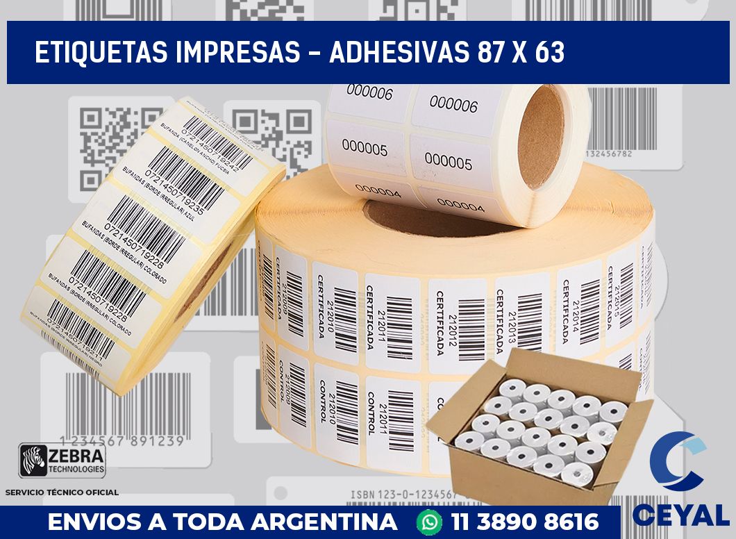 etiquetas impresas - Adhesivas 87 x 63