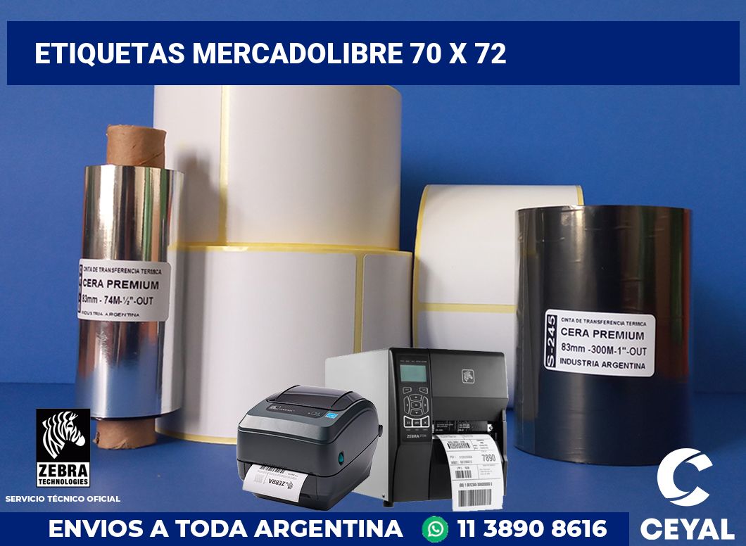 etiquetas mercadolibre 70 x 72