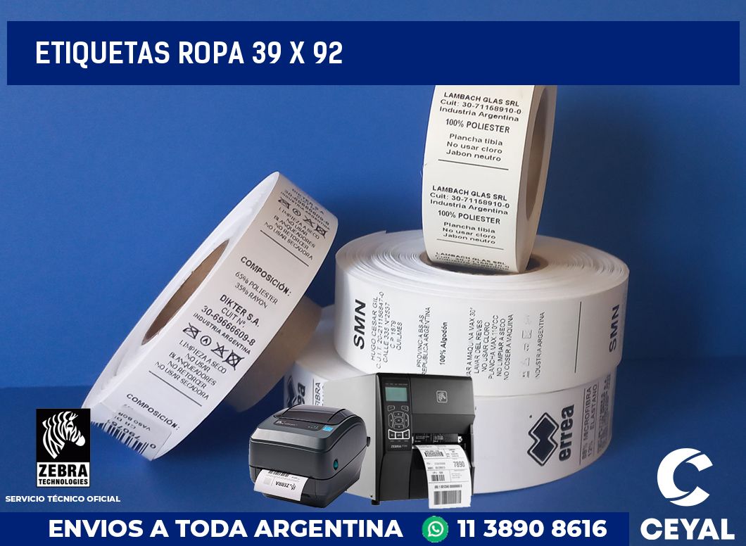 etiquetas ropa 39 x 92