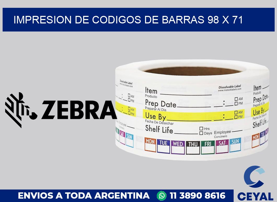 impresion de codigos de barras 98 x 71
