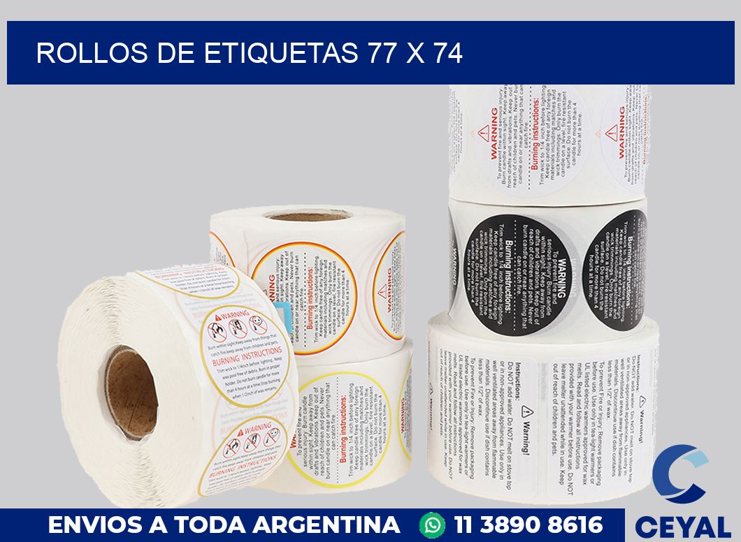 rollos de etiquetas 77 x 74