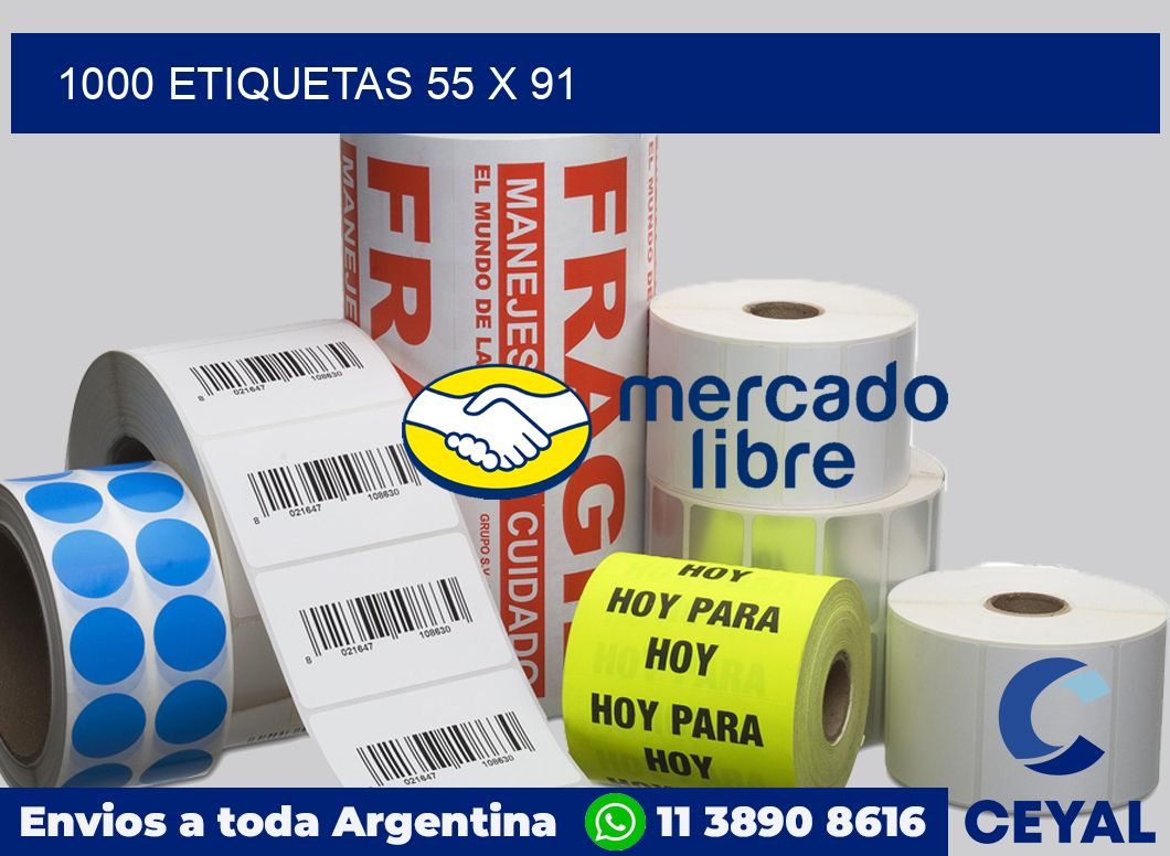 1000 etiquetas 55 x 91