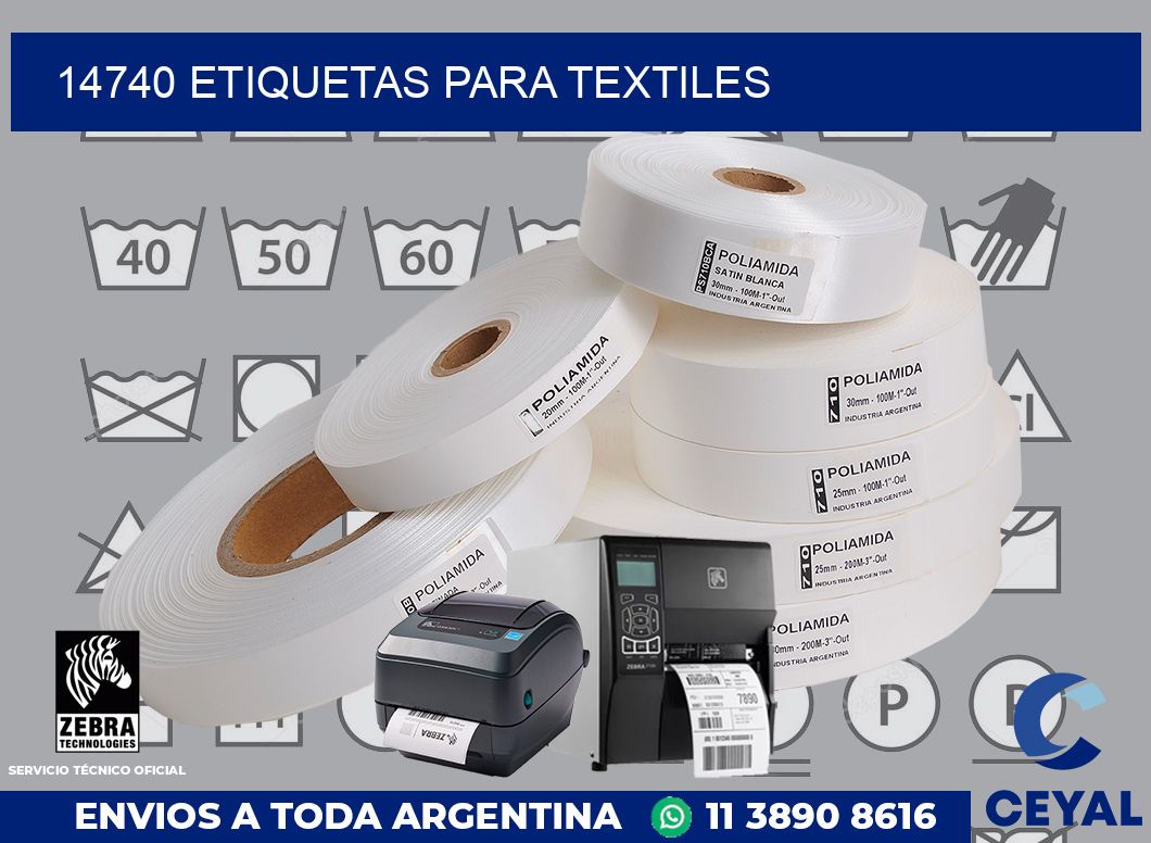 14740 etiquetas para textiles