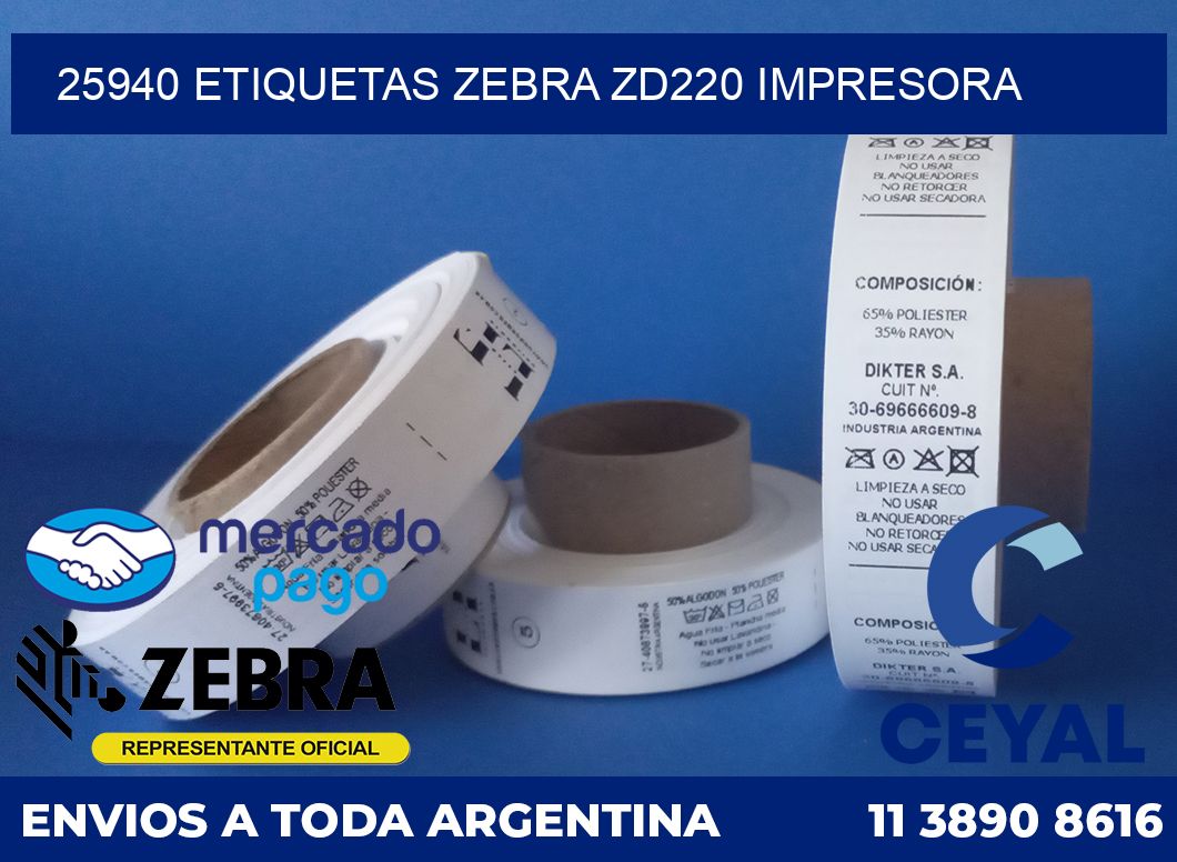 25940 etiquetas Zebra zd220 impresora