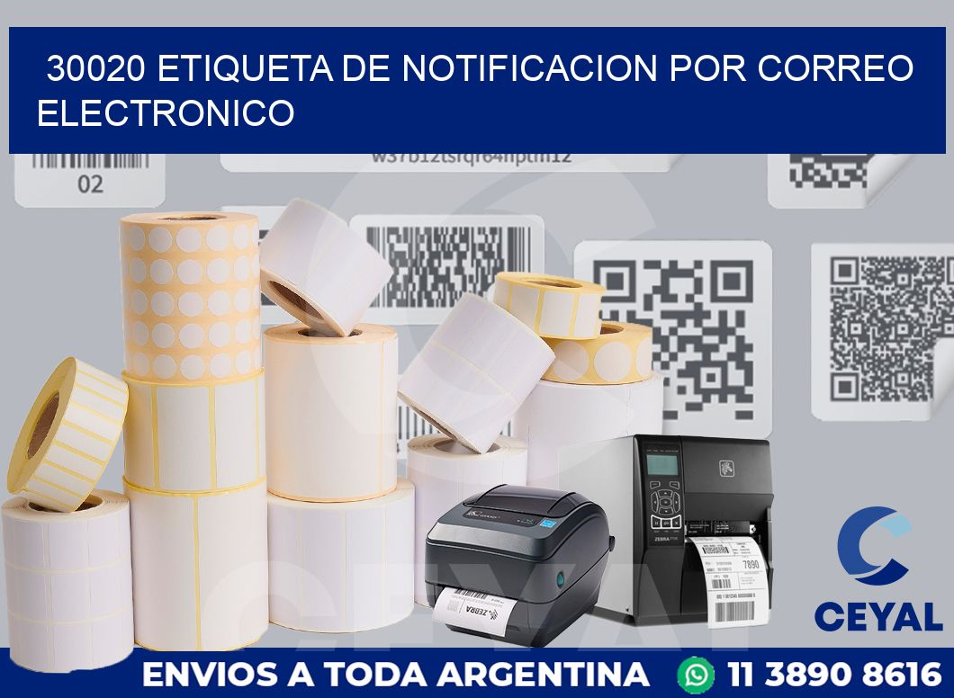 30020 Etiqueta de notificacion por correo electronico