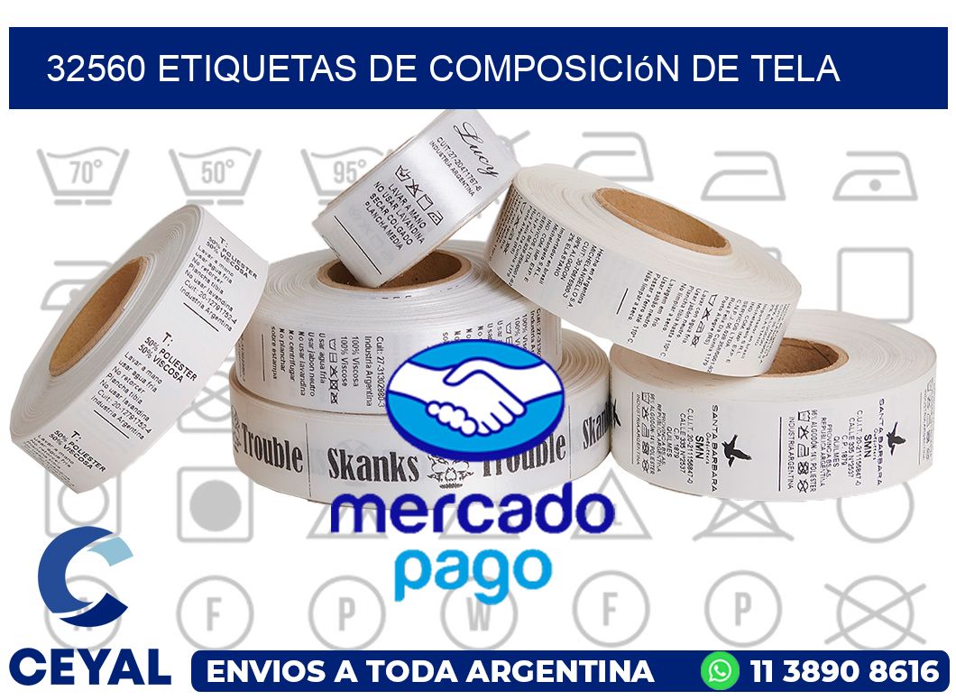 32560 Etiquetas de Composición de Tela