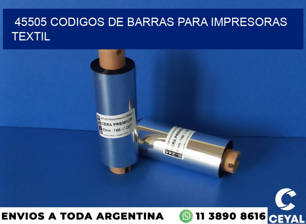 45505 codigos de barras para impresoras textil