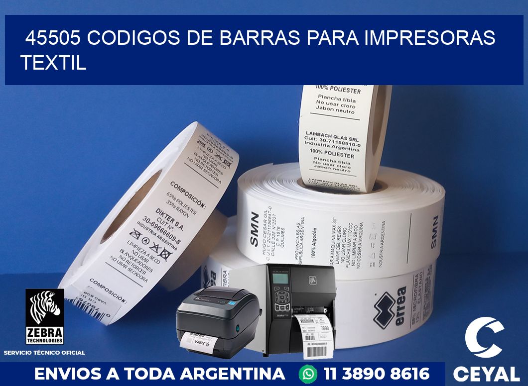 45505 codigos de barras para impresoras textil