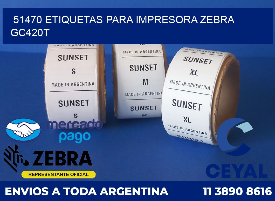 51470 etiquetas para impresora zebra GC420T