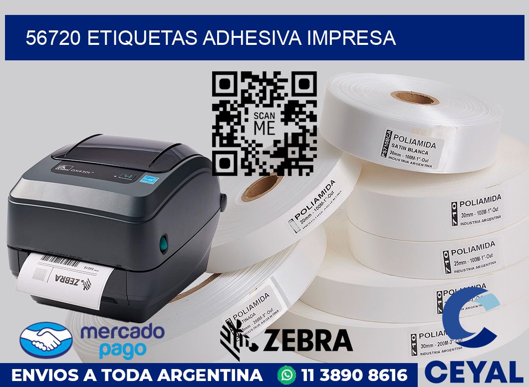 56720 etiquetas adhesiva impresa