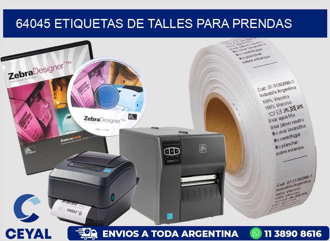 64045 Etiquetas de talles para Prendas