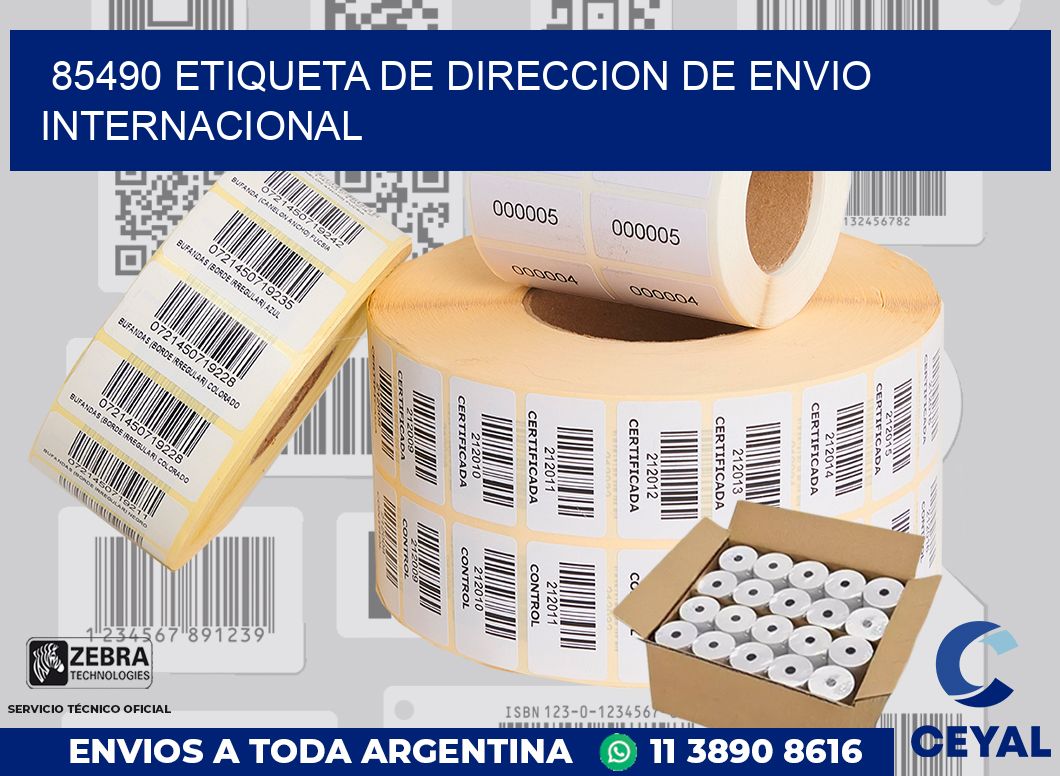 85490 Etiqueta de direccion de envio internacional