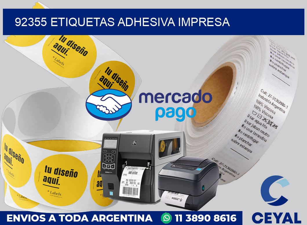 92355 etiquetas adhesiva impresa