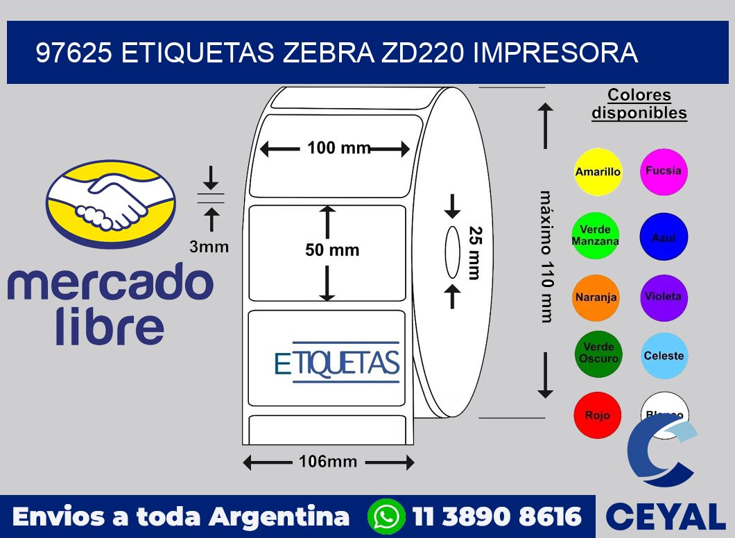 97625 etiquetas Zebra zd220 impresora