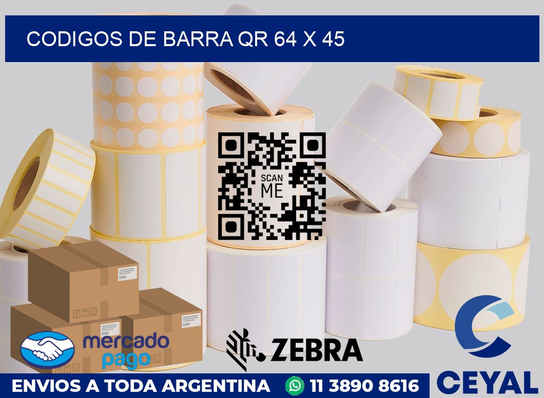 Codigos de barra QR 64 x 45
