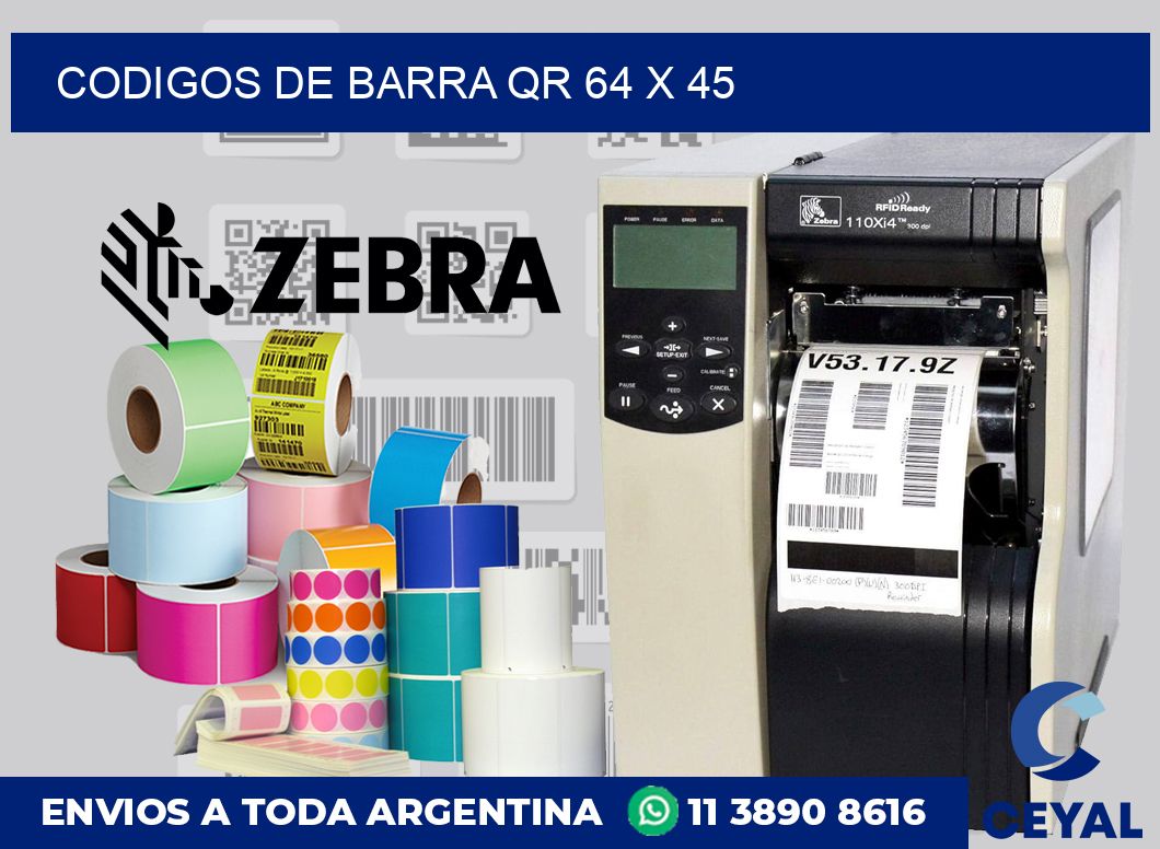 Codigos de barra QR 64 x 45