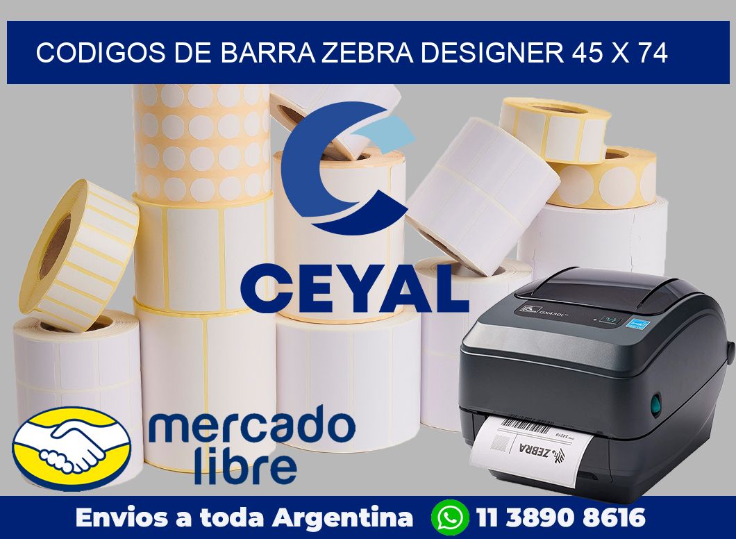 Codigos de barra Zebra designer 45 x 74