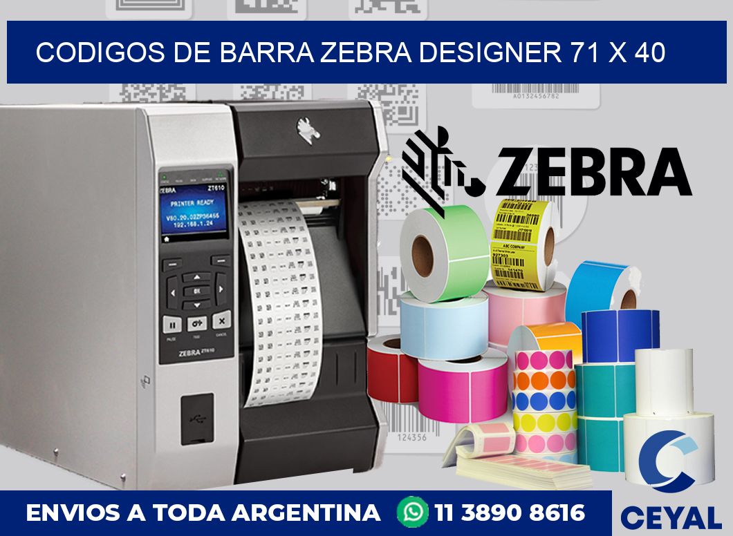 Codigos de barra Zebra designer 71 x 40