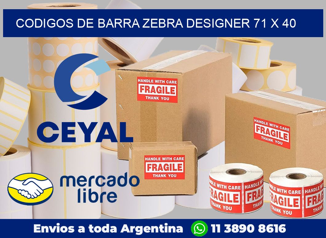 Codigos de barra Zebra designer 71 x 40