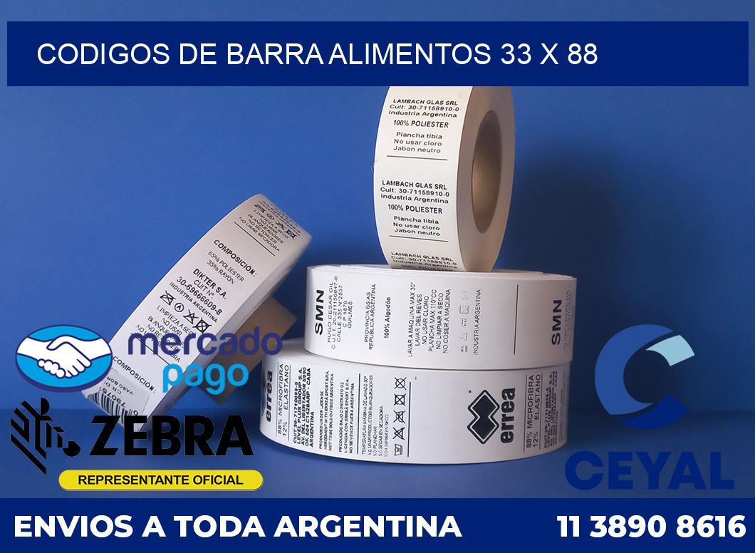 Codigos de barra alimentos 33 x 88