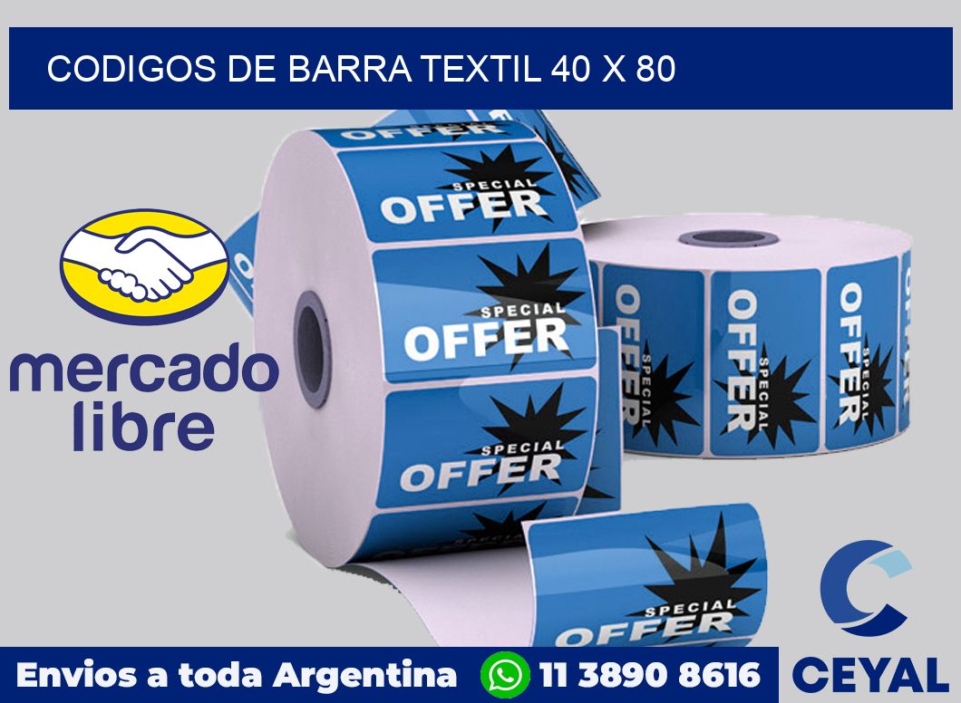 Codigos de barra textil 40 x 80
