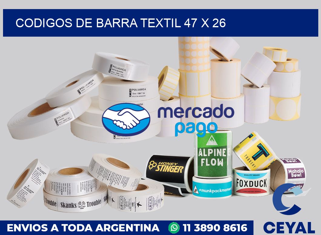 Codigos de barra textil 47 x 26