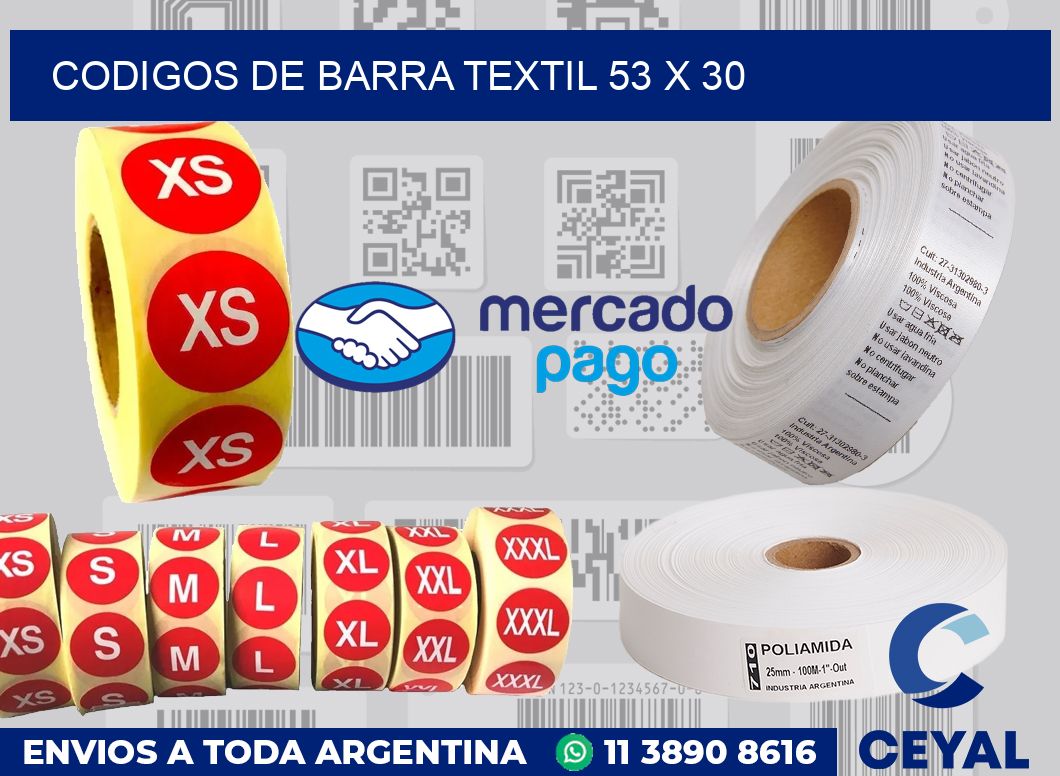 Codigos de barra textil 53 x 30