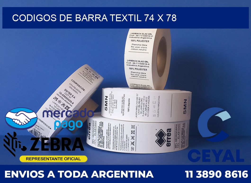 Codigos de barra textil 74 x 78