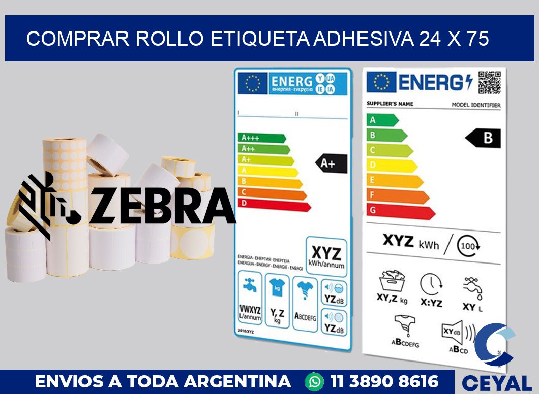 Comprar rollo etiqueta adhesiva 24 x 75