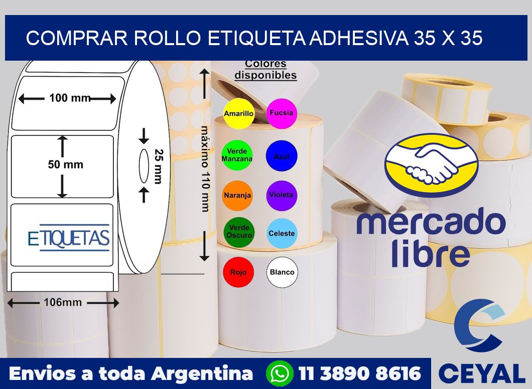 Comprar rollo etiqueta adhesiva 35 x 35