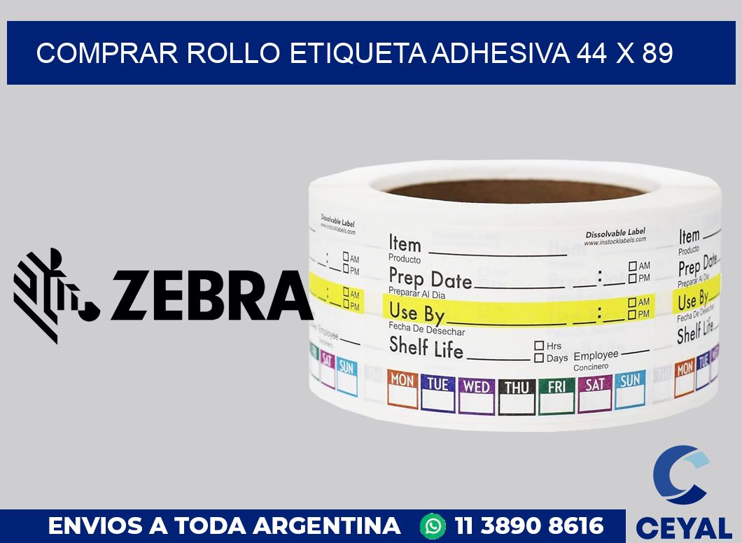 Comprar rollo etiqueta adhesiva 44 x 89