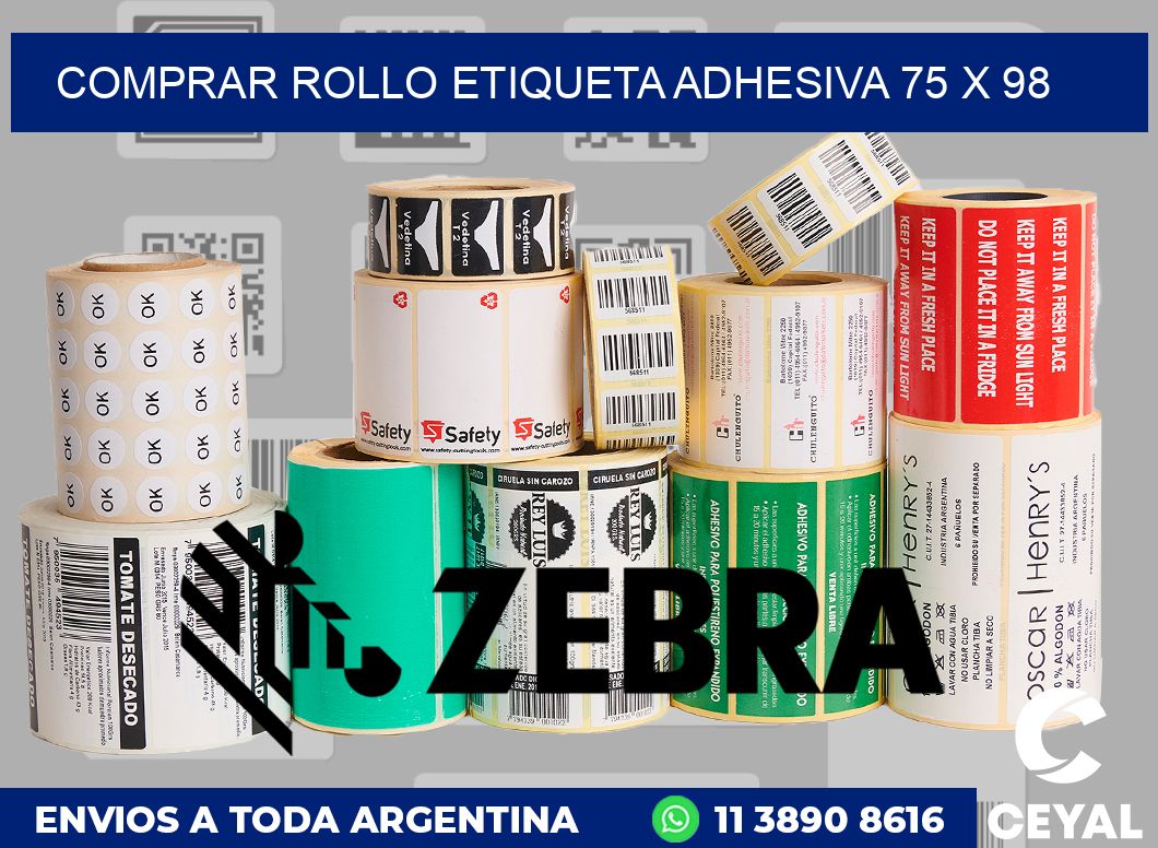 Comprar rollo etiqueta adhesiva 75 x 98