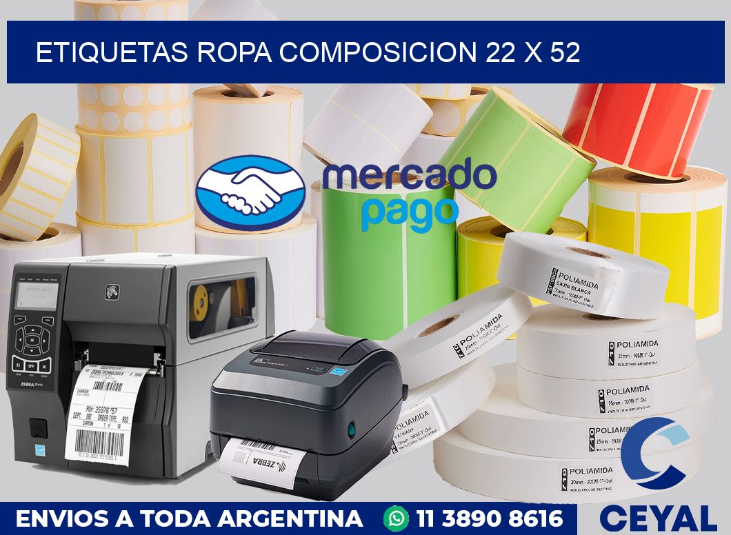 Etiquetas ropa composicion 22 x 52