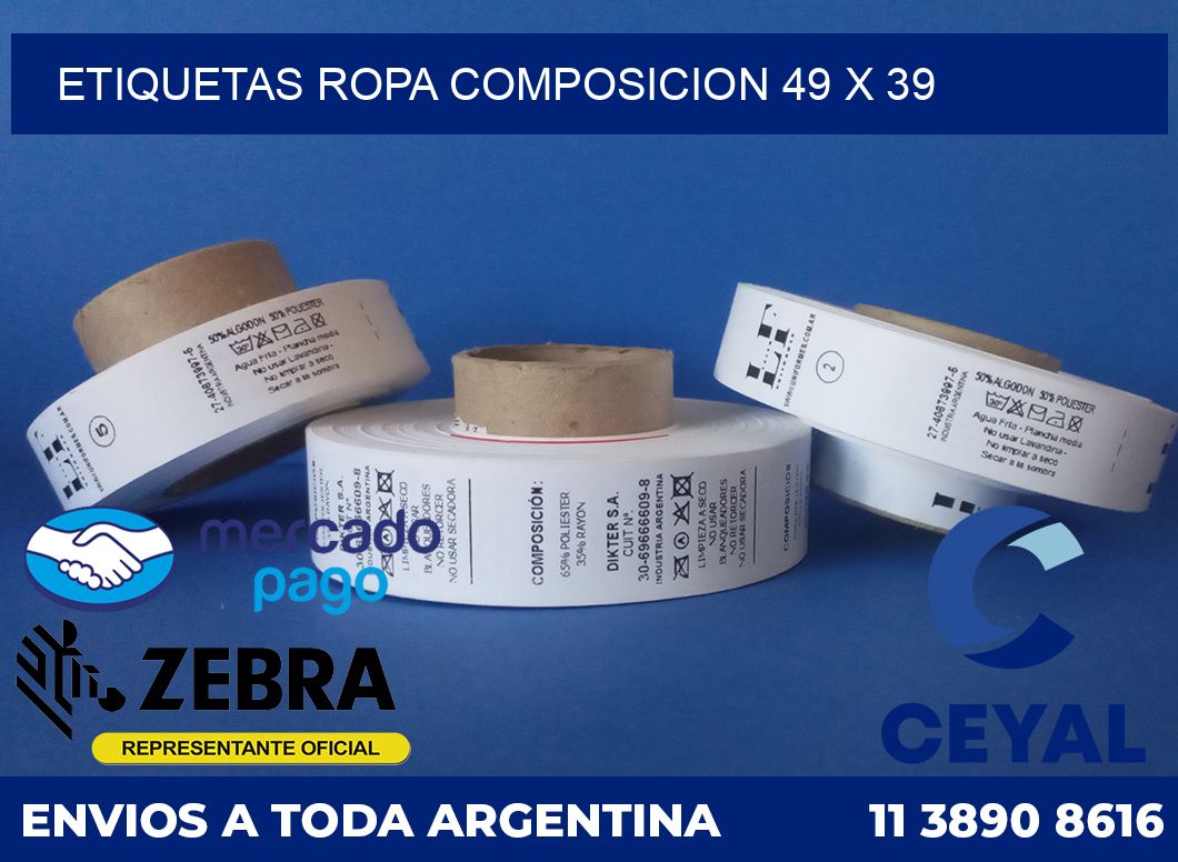 Etiquetas ropa composicion 49 x 39
