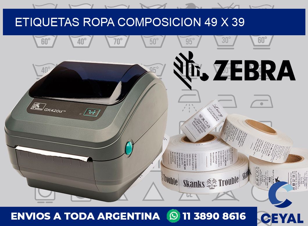 Etiquetas ropa composicion 49 x 39
