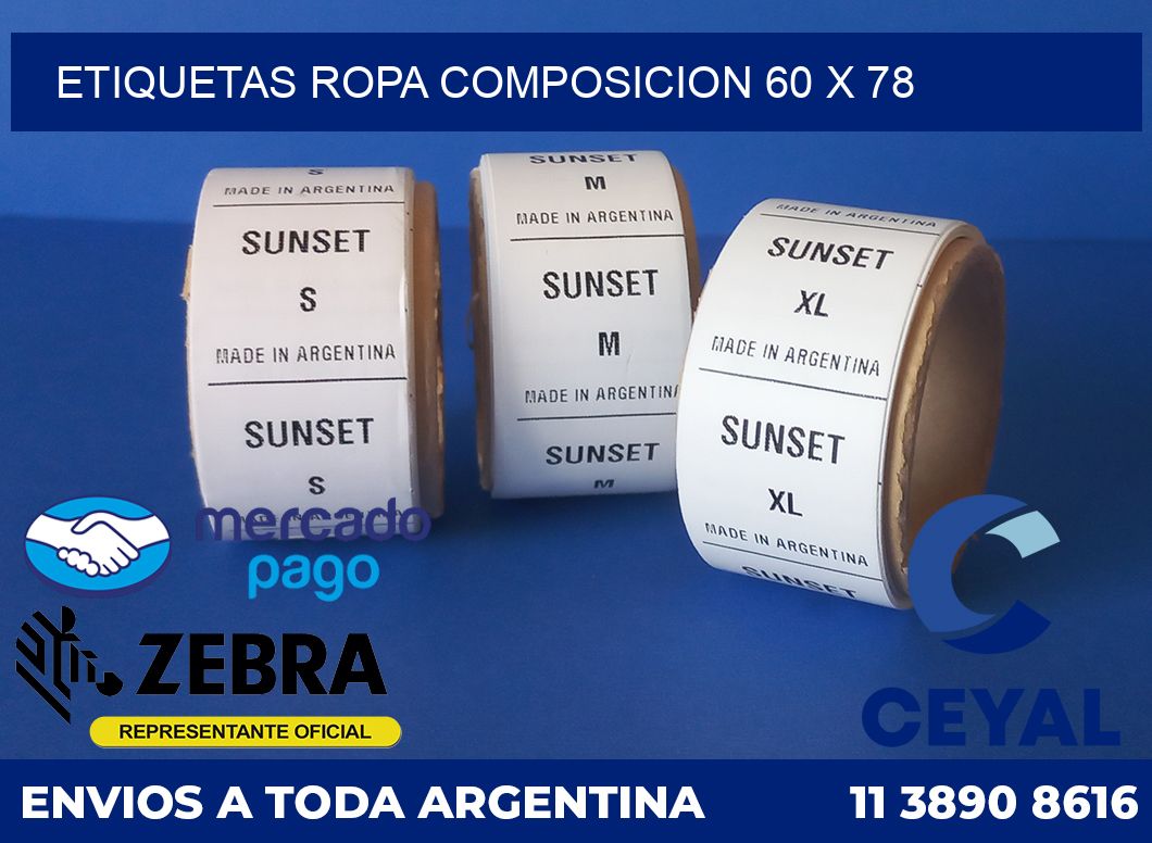 Etiquetas ropa composicion 60 x 78