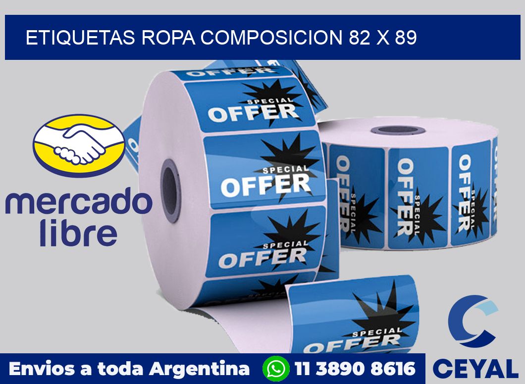 Etiquetas ropa composicion 82 x 89