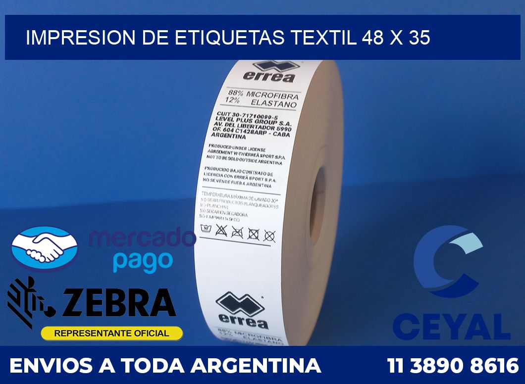 Impresion de etiquetas textil 48 x 35