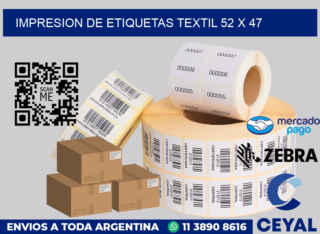 Impresion de etiquetas textil 52 x 47