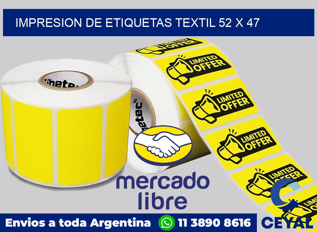 Impresion de etiquetas textil 52 x 47