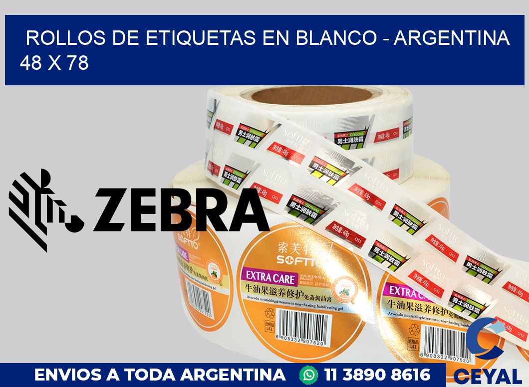 Rollos de etiquetas en blanco - Argentina 48 x 78